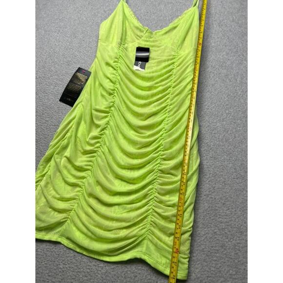 Y2k Bebe Lace Sheer Babydoll Bodycon Dress Xl Neon Goth Witchy Sexy Coquette - Picture 6 of 15